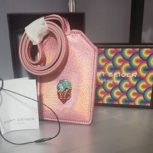 Kurt Geiger Pink Card Holder with Strawberry Design